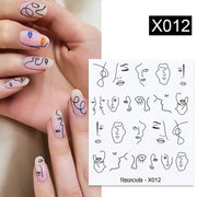 Harunouta Black Ink Blooming Marble Pattern Water Decals Stickers Black Line Flower Leaves Face Slider For Summer Nail Art Decor Decal stickers for nails DailyAlertDeals X012  