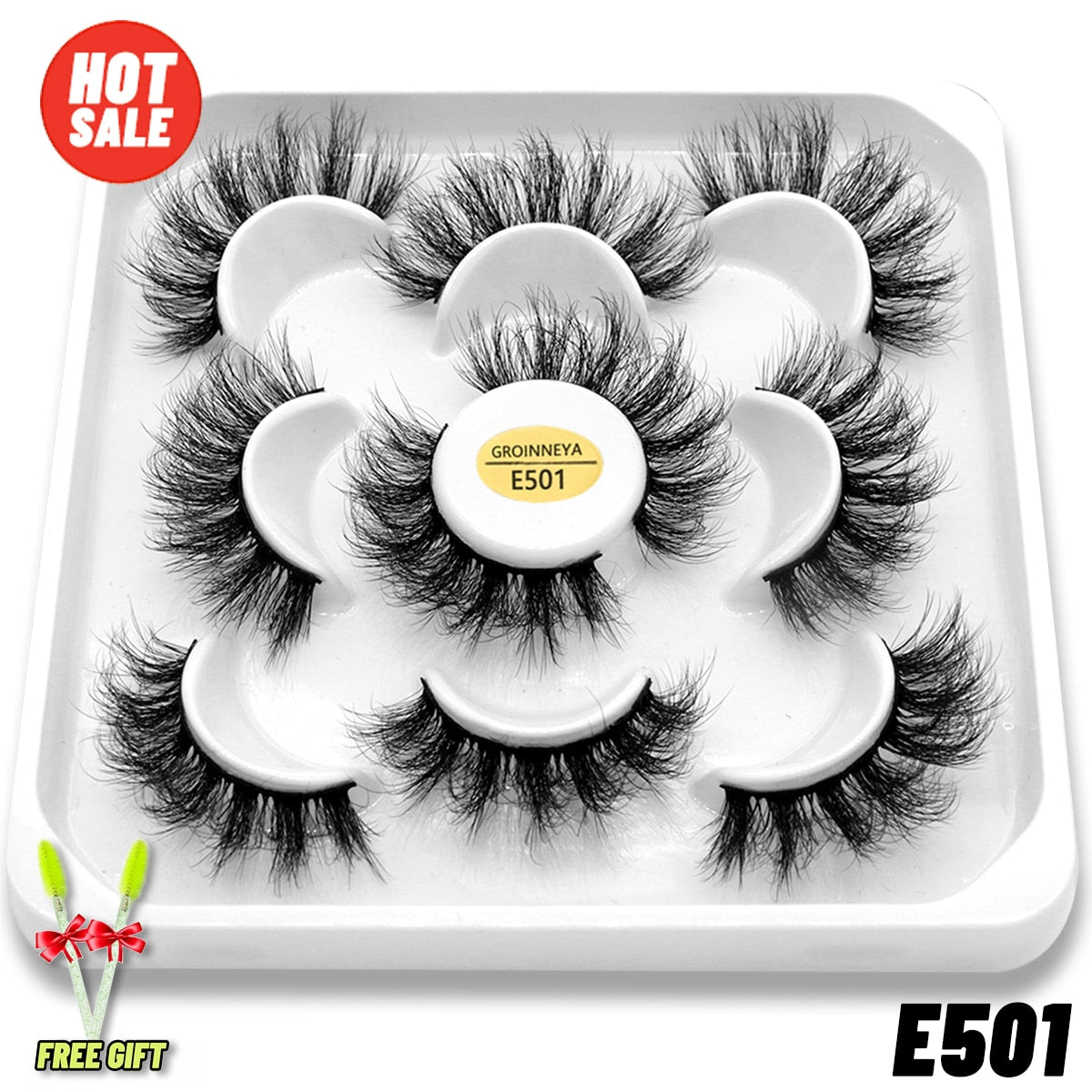 GROINNEYA Eyelashes 3D Mink Lashes Fluffy Soft Wispy Natural Cross Eyelash Extension Reusable Lashes Mink False Eyelashes Makeup 0 DailyAlertDeals 5pairs-E501 France 