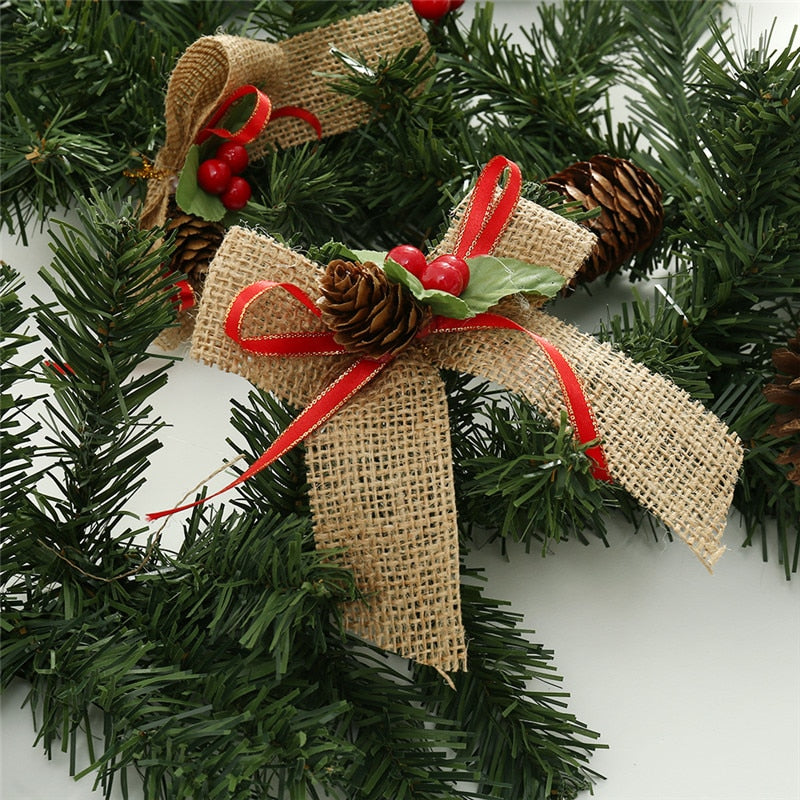 1.8M Christmas Rattan Garland Decorative Christmas Garland Artificial Xmas Tree Rattan Banner Hanging Decoration Party Wreath Artificial Xmas Tree DailyAlertDeals   