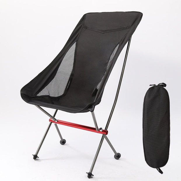 Portable Folding Camping Chair Outdoor Moon Chair Collapsible Foot Stool For Hiking Picnic Fishing Chairs Seat Tools Camping Chair Outdoor DailyAlertDeals China M-Black 