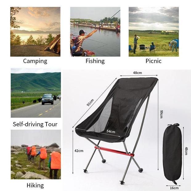 Portable Folding Camping Chair Outdoor Moon Chair Collapsible Foot Stool For Hiking Picnic Fishing Chairs Seat Tools Camping Chair Outdoor DailyAlertDeals   