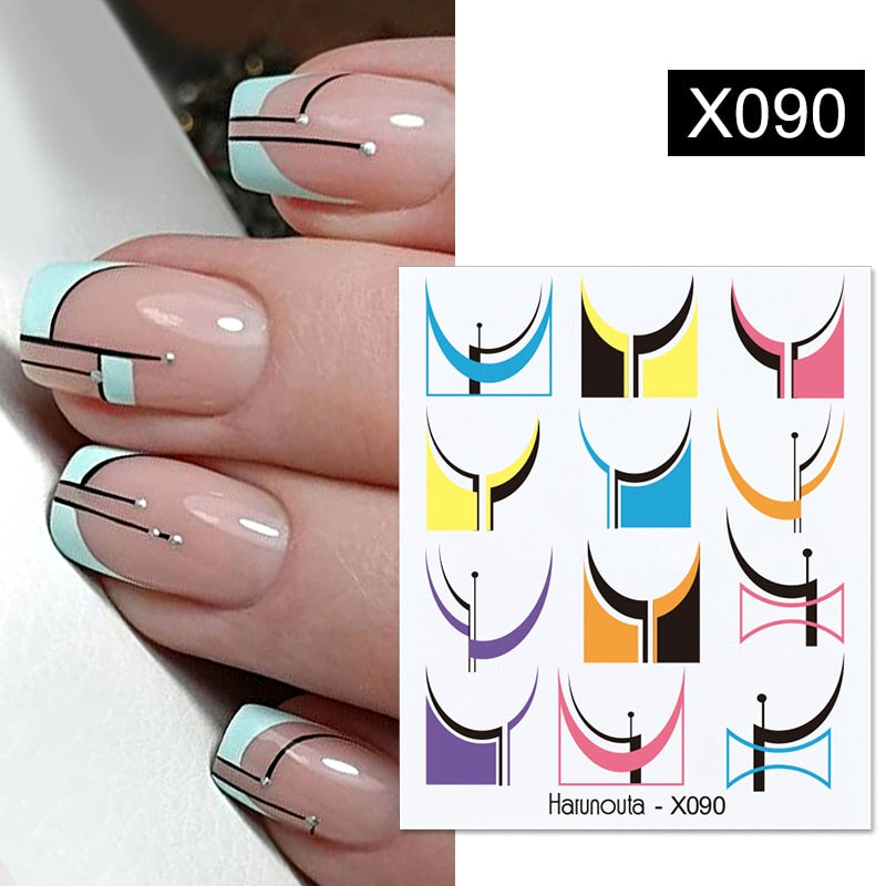 Harunouta Black Ink Blooming Marble Pattern Water Decals Stickers Black Line Flower Leaves Face Slider For Summer Nail Art Decor Decal stickers for nails DailyAlertDeals X090  
