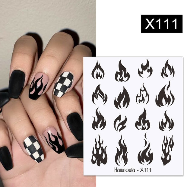 Harunouta Marble Blooming 3D Nail Sticker Decals Flower Leaves Transfer Water Sliders Abstract Geometric Lines Nail Watermark Nail Stickers DailyAlertDeals X111  