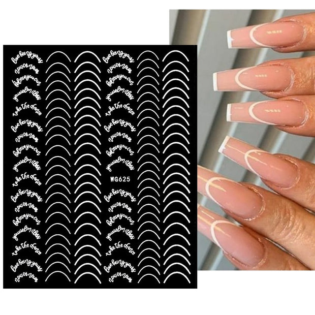 French 3D Nail Decals Stickers Stripe Line French Tips Transfer Nail Art Manicure Decoration Gold Reflective Glitter Stickers nail art DailyAlertDeals WG625 04  