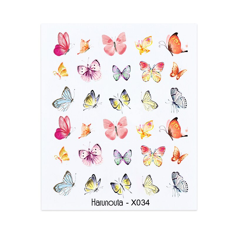 Harunouta Butterfly Flower Design Leaves Nail Water Decals Color Wave Geometric Line Charms Sliders Decoration Tips For Nail Art 0 DailyAlertDeals X034-  