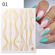 The New Heart Love Design Gold Sliver 3D Nail Art Sticker English Letter French Striping Lines Trasnfer Sliders Valentine Decor Nail Stickers DailyAlertDeals CB01  