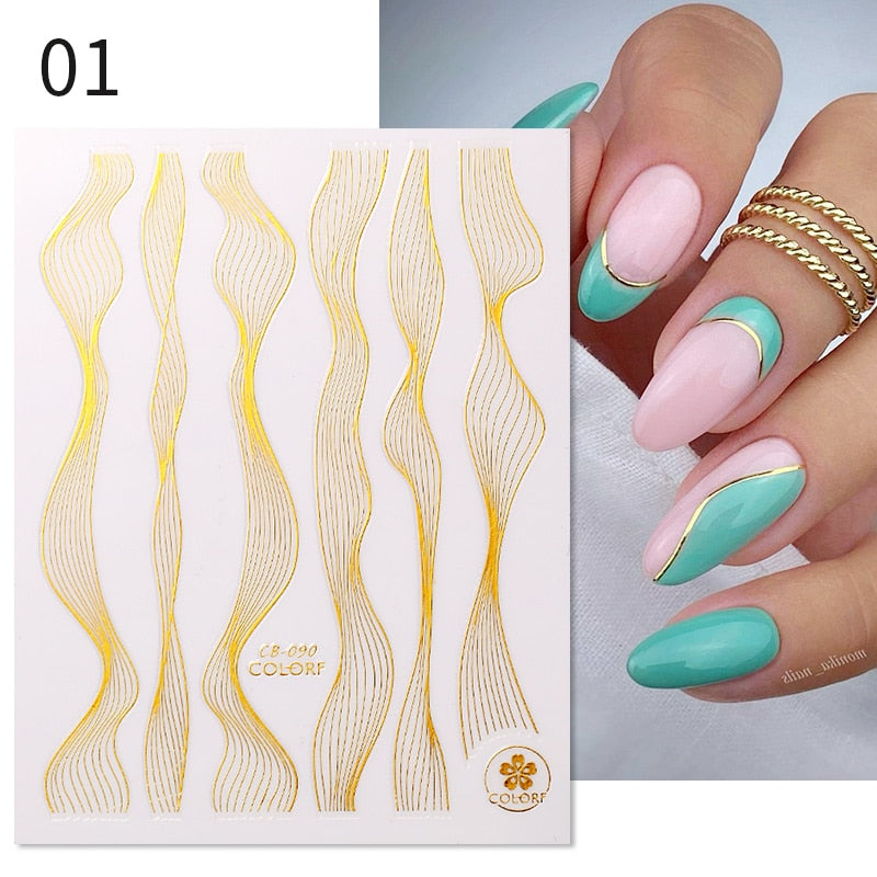 The New Heart Love Design Gold Sliver 3D Nail Art Sticker English Letter French Striping Lines Trasnfer Sliders Valentine Decor 0 DailyAlertDeals CB01  