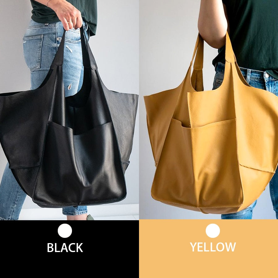 Casual Soft Large Capacity Tote Women Handbags Designer Aged Metal Look Luxury Pu Leather Shoulder Bag Retro Big Shopper Purses 0 DailyAlertDeals   