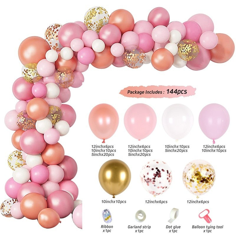 Pink Balloon Garland Arch Kit Birthday Party Decorations Kids Birthday Foil White Gold Balloon Wedding Decor Baby Shower Globos Balloons Set for Birthday Parties DailyAlertDeals 17 AS SHOWN 