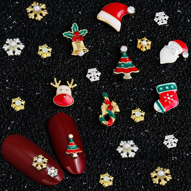 9 Designs Christmas Tree sock snowflake Nail Art Decorations Alloy Metal DIY 3D Nail Rhinestones Accessories Jewelry Tools 0 DailyAlertDeals   