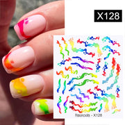 Harunouta Marble Blooming 3D Nail Sticker Decals Flower Leaves Transfer Water Sliders Abstract Geometric Lines Nail Watermark Nail Stickers DailyAlertDeals X128  