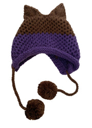 BomHCS Cute Fox Ears Beanie Winter Warm 100% Handmade Knit Hat 0 DailyAlertDeals Purple Dark Coffee 1  