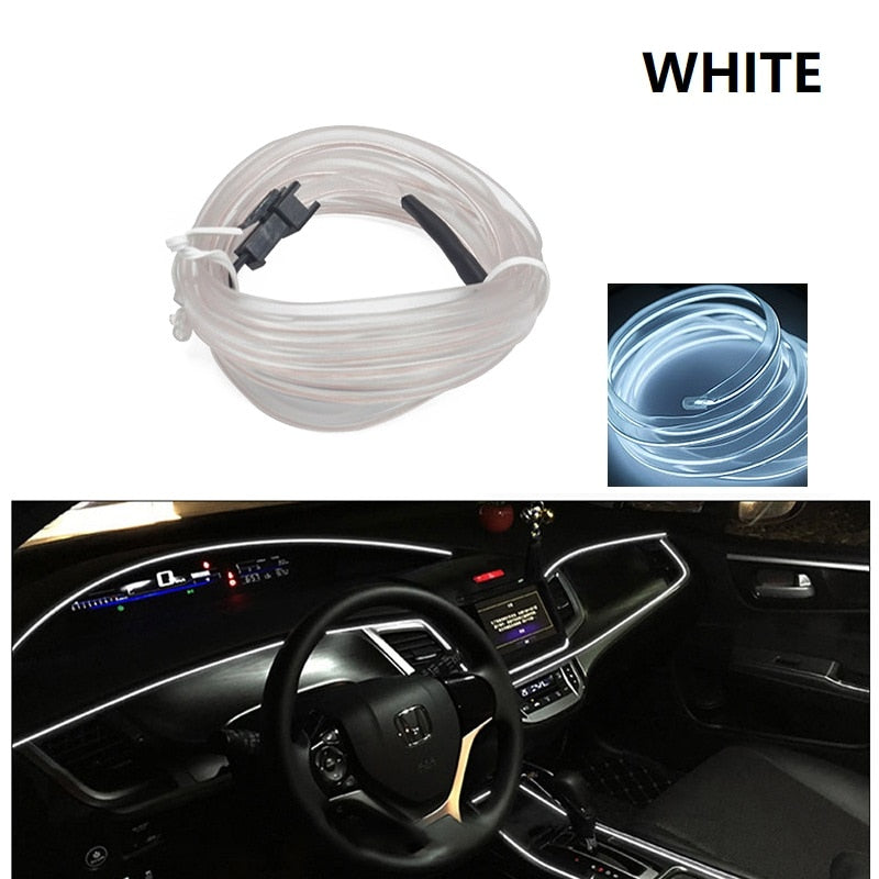 1M/3M/5M neon Car Interior Lighting LED Strip String Neon Strip For Auto DIY Flexible Long Last Car LED Light String neon Car Interior Lighting LED Strip DailyAlertDeals White 1M USB drive