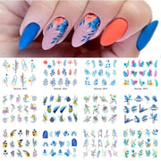 12 Designs Nail Stickers Set Mixed Floral Geometric Nail Art Water Transfer Decals Sliders Flower Leaves Manicures Decoration 0 DailyAlertDeals D015  