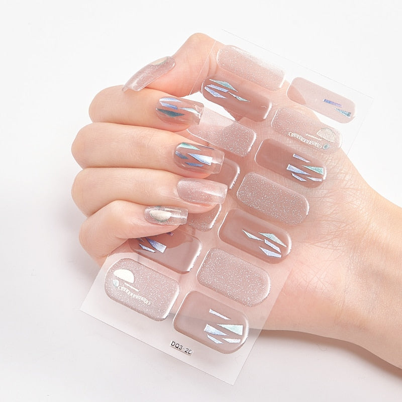 Four Sorts 0f Nail Stickers Nails Art Decoration Manicure Shiny Nail Decoration Decals Plain Stickers Nail Accesoires Women nail decal sticker DailyAlertDeals DQ3-26  