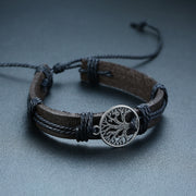 Vnox 4Pcs/ Set Braided Wrap Leather Bracelets for Men Vintage Life Tree Rudder Charm Wood Beads Ethnic Tribal Wristbands 0 DailyAlertDeals BL-550 China 