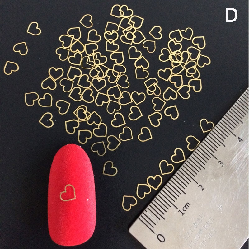 100Pcs/Lot Gold Metal Nail Decals Ultra-thin Flakes Nail Bling Rhinestone Cute 3D Nail Art Decorations Charm Nail Art Rivets 0 DailyAlertDeals D  