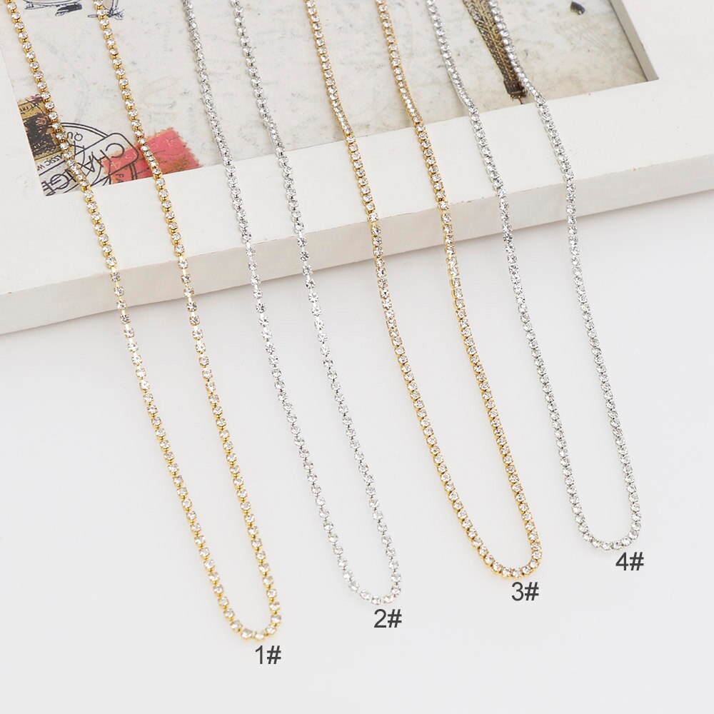 SS4 2.7Meter Gold/Silver Shiny Nail Rhinestone Chain Close/Sparse Chain Nail Ornament Nail Art Decorations DIY Jewelry Accessory rhinestone chain DailyAlertDeals   
