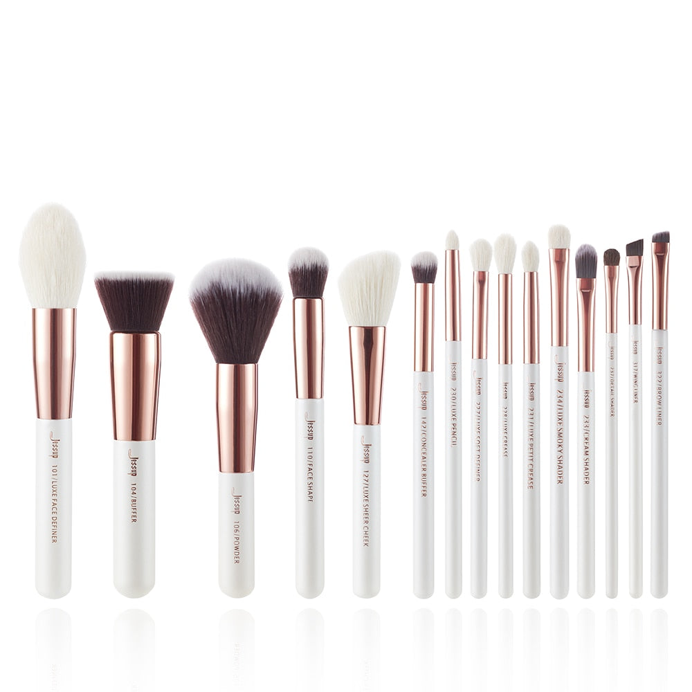 Jessup Professional Makeup brushes set ,6- 25pcs Makeup brush Natural Synthetic Foundation Powder Highlighter Pearl White T215  DailyAlertDeals T220(15PCS) China 