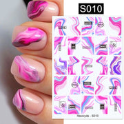 Harunouta Blooming Ink Marble 3D Nail Sticker Decals Leaves Heart Transfer Nail Sliders Abstract Geometric Line Nail Water Decal nail decal stickers DailyAlertDeals S010  
