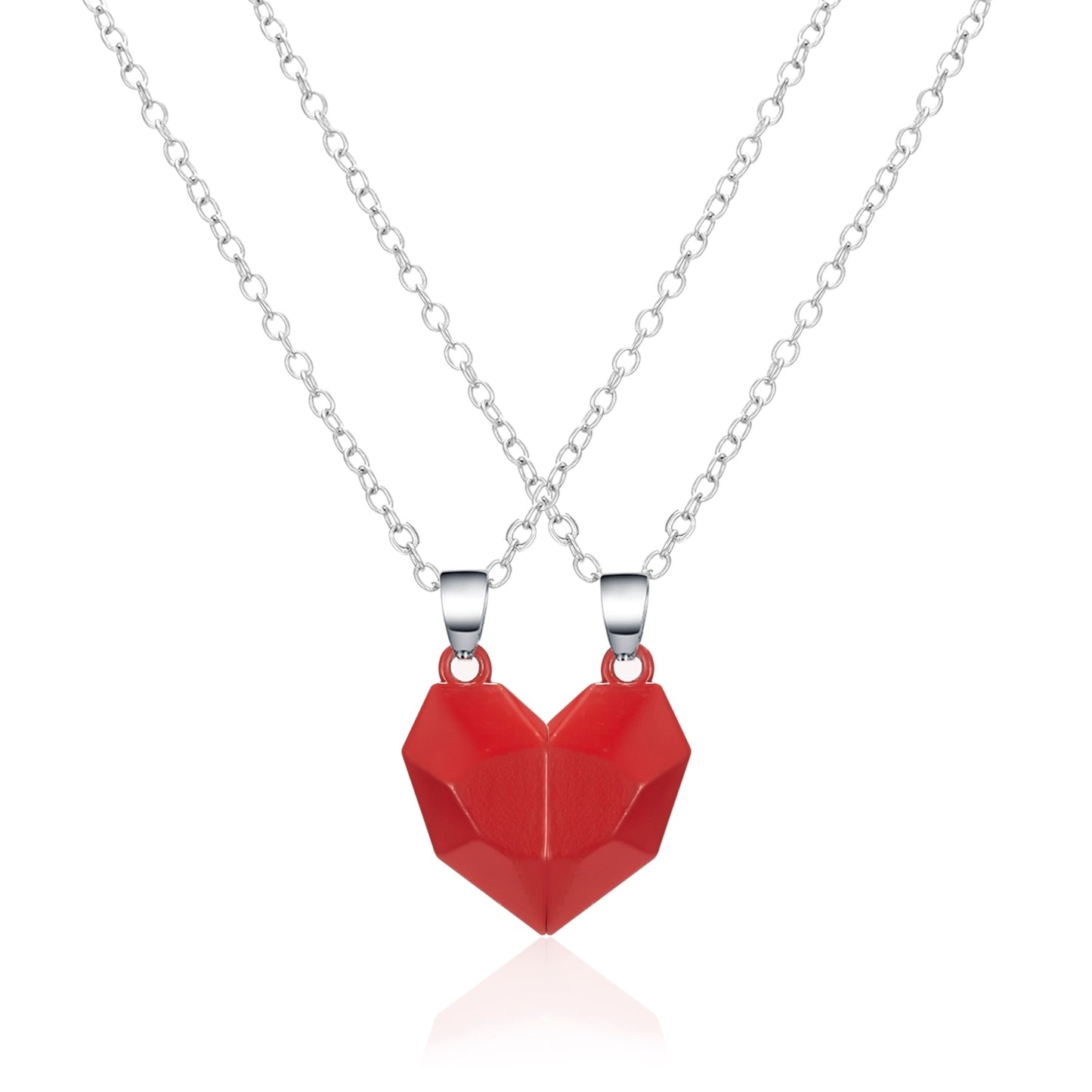 2Pcs/Lot Magnetic Couple Necklace Friendship Heart Pendant Distance Faceted Charm Necklace Women Valentine&#39;s Day Gift 2021 0 DailyAlertDeals 4  