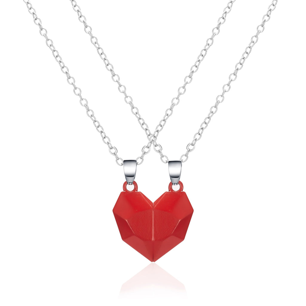 2Pcs/Lot Magnetic Couple Necklace Friendship Heart Pendant Distance Faceted Charm Necklace Women Valentine&#39;s Day Gift 2021 0 DailyAlertDeals 4  