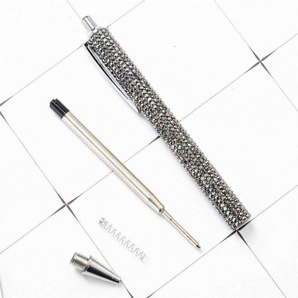Press Ballpoint Pen Luxury Rhinestone Cute Wedding Rose Gold Metal Stationery School Office Supplies High Quality Pens Wholesale 0 DailyAlertDeals   
