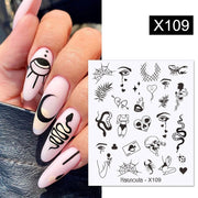 Harunouta Marble Blooming 3D Nail Sticker Decals Flower Leaves Transfer Water Sliders Abstract Geometric Lines Nail Watermark Nail Stickers DailyAlertDeals X109  