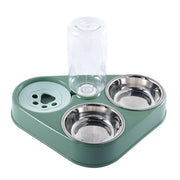 500ML Dog Bowl Cat Feeder Bowl With Dog Water Bottle Automatic Drinking Pet Bowl Cat Food Bowl Pet Stainless Steel Double 3 Bowl 500ML Dog Bowl Cat Feeder Bowl DailyAlertDeals 3 in 1 Green United States 