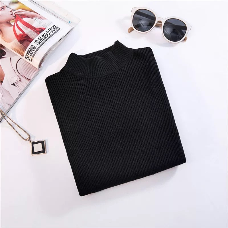 Women's Black turtleneck Soft Cozy Sweaters Slim Full Sleeve Multi-color Turtleneck Sweaters for Women winter turtleneck sweaters for women DailyAlertDeals Black S 