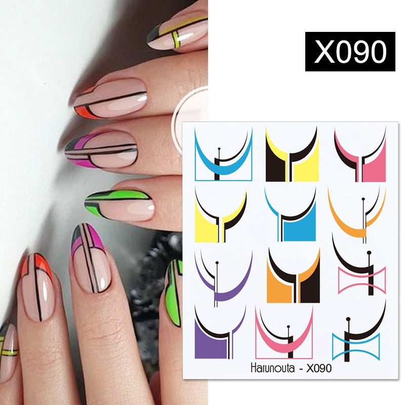 Harunouta Valentine Love Heart Line Dsign Water Nail Stickers Gold Black Leaves Flower Geometrics Slider For Nail Art Decoration Nail Stickers DailyAlertDeals X090  