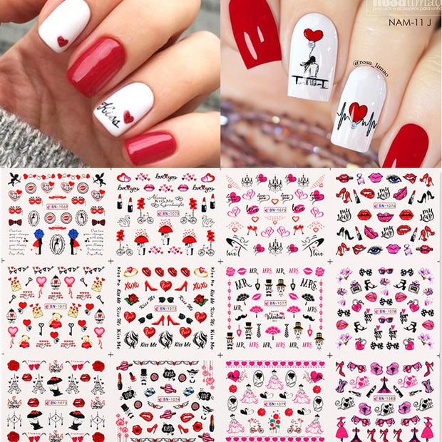 12 Designs Nail Stickers Set Mixed Floral Geometric Nail Art Water Transfer Decals Sliders Flower Leaves Manicures Decoration 0 DailyAlertDeals 43  