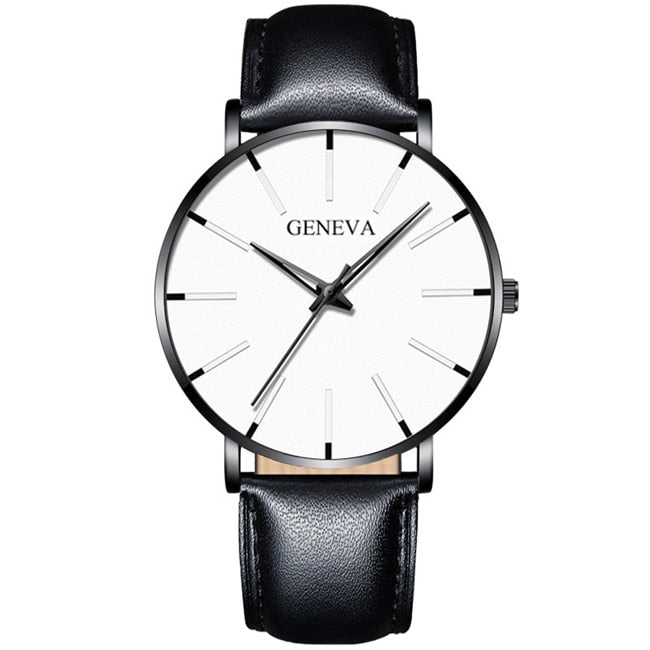 2022 Minimalist Men Fashion Ultra Thin Watches Simple Men Business Stainless Steel Mesh Belt Quartz Watch relogio masculino 0 DailyAlertDeals Leather Black White  
