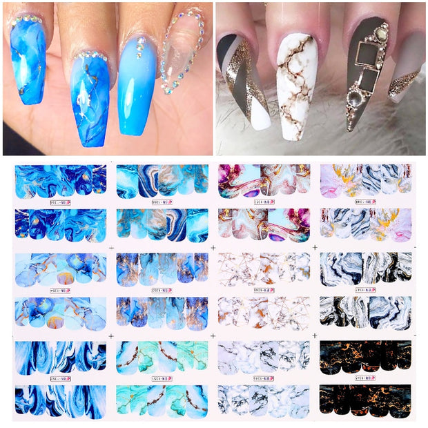 12 Designs Nail Stickers Set Mixed Floral Geometric Nail Art Water Transfer Decals Sliders Flower Leaves Manicures Decoration 0 DailyAlertDeals 33  