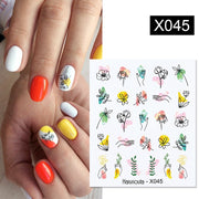 Harunouta French Flower Vine Water Decals Spring Summer Leopard Alphabet Leaves Charms Sliders Nail Art Stickers Decorations Tip Nail Stickers DailyAlertDeals X045  