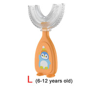 Baby toothbrush children teeth oral care cleaning brush soft Silicone teethers baby toothbrush new born baby items 2-12Y Baby silicon soft toothbrush DailyAlertDeals orange L  