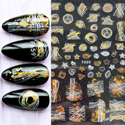 Harunouta Slider Design 3D Black People Silhouettes Blooming Nail Stickers Gold Bronzing Leaf Flower Nail Foils Decoration Nail Stickers DailyAlertDeals 19  