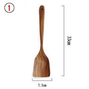 7pcs/set Teak Natural Wood Tableware Spoon Ladle Turner Rice Colander Soup Skimmer Cooking Spoon Scoop Kitchen Reusable Tool Kit 0 DailyAlertDeals 1  