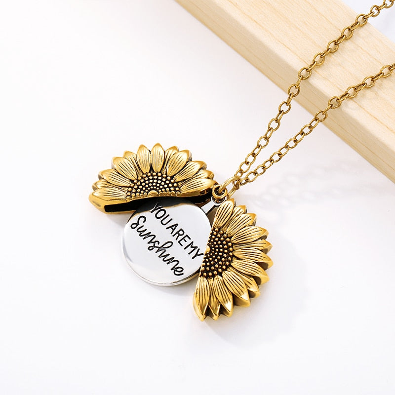 You Are My Sunshine Necklaces For Women Men Lover Gold Color Sunflower Necklace Pendant Jewelry Birthday Gift For Girlfriend Mom 0 DailyAlertDeals Gold Color China 