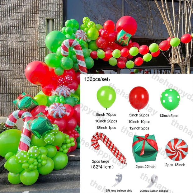 Christmas Balloon Arch Green Gold Red Box Candy Balloons Garland Cone Explosion Star Foil Balloons New Year Christma Party Decor Christmas Balloons DailyAlertDeals F 136pcs Christmas Other 