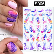 Nail Blue Butterfly Stickers Flowers Leaves Self Adhesive Decals 3D Transfer Sliders Wraps Manicure Foils DIY Decorations Tips 0 DailyAlertDeals S006  