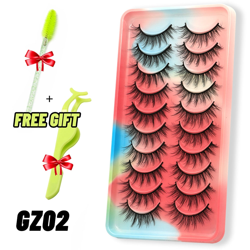 GROINNEYA Eyelashes 3D Mink Lashes Fluffy Soft Wispy Natural Cross Eyelash Extension Reusable Lashes Mink False Eyelashes Makeup 0 DailyAlertDeals 10pairs-GZ02 France 