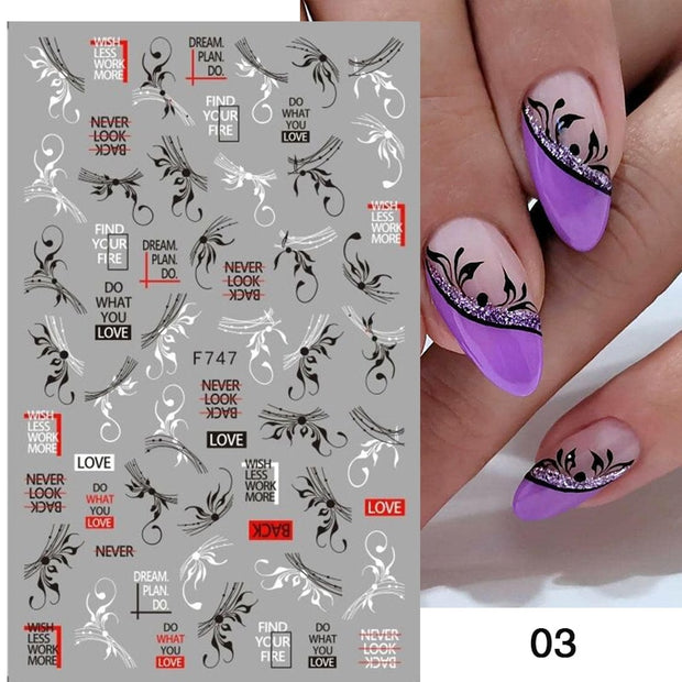 Harunouta 2022 NEW Gold Bronzing Slider Nail Art 3D Decals Decoration Flower Leaves Nail Art Sticker DIY Manicure Transfer Decal Nail Stickers DailyAlertDeals 9  