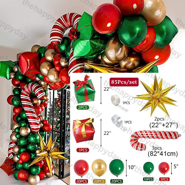 Christmas Balloon Arch Green Gold Red Box Candy Balloons Garland Cone Explosion Star Foil Balloons New Year Christma Party Decor Christmas Balloons DailyAlertDeals I 85pcs Christmas Other 