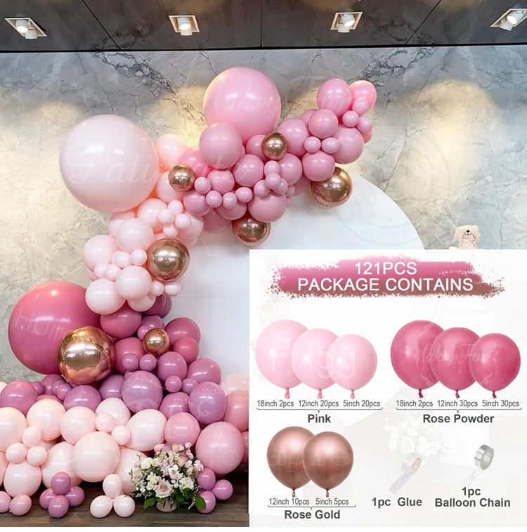Pink Balloon Garland Arch Kit Birthday Party Decorations Kids Birthday Foil White Gold Balloon Wedding Decor Baby Shower Globos Balloons Set for Birthday Parties DailyAlertDeals 30 AS SHOWN 