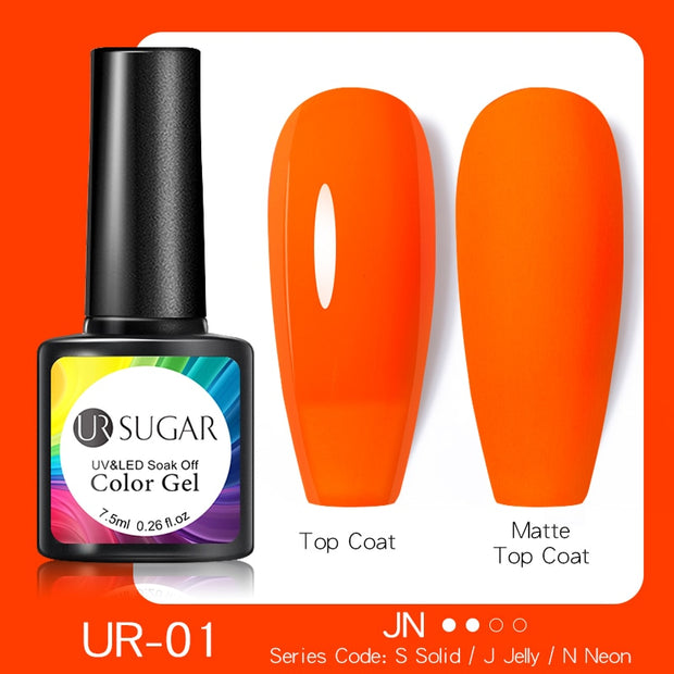 UR SUGAR Fluorescent Gel Nail Polish Neon Yellow Green Blue Color Gel Soak Off UV Nail Gel Varnish For Nail Art Top Coat Neon Fluorescent Gel Nail Polish DailyAlertDeals neon 1  