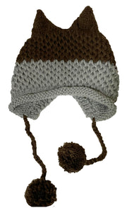 BomHCS Cute Fox Ears Beanie Winter Warm 100% Handmade Knit Hat 0 DailyAlertDeals Gray Dark Coffee  