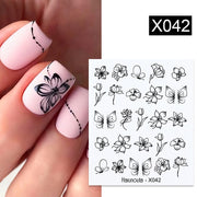 Harunouta 1pcs Nail Sticker Flower Water Transfer White Rose Necklace Lace Jewelry Nail Water Decal Black Wraps Tips 0 DailyAlertDeals X042  
