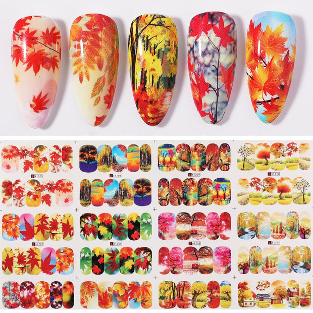12 Designs Nail Stickers Set Mixed Floral Geometric Nail Art Water Transfer Decals Sliders Flower Leaves Manicures Decoration 0 DailyAlertDeals 17  