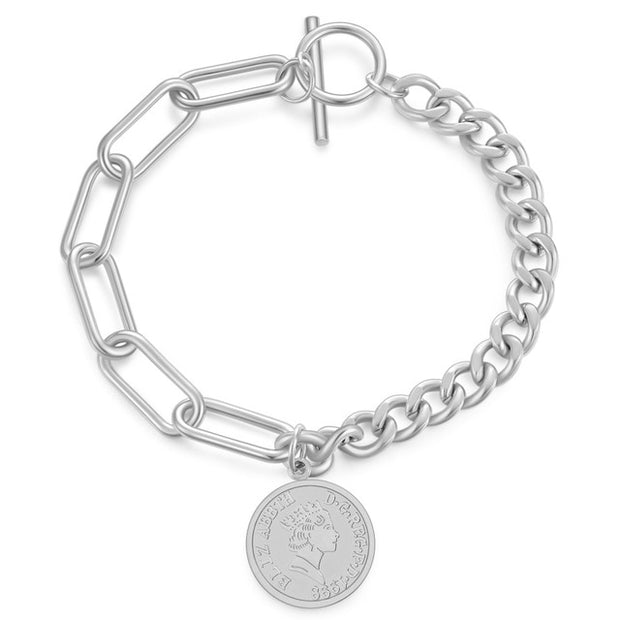 Stainless Steel Love Heart Bracelets For Women Party Gift Fashion Joyas de Chain Charm Bracelets Jewelry Wholesale Text Engraved 0 DailyAlertDeals AD1194-S China 18cm